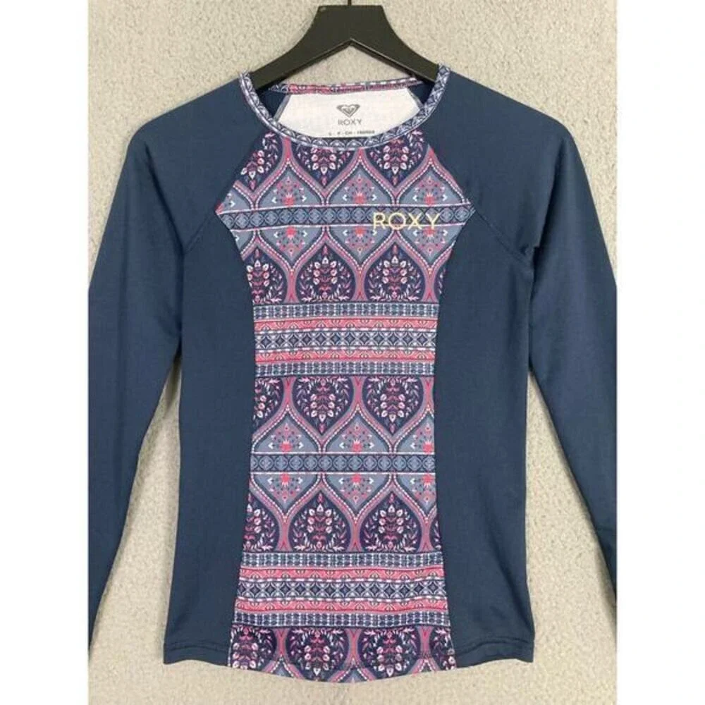 Roxy Waves Long Sleeve Rash Guard Swim Shirt UPF 50 Stretchy Women's Size S - Picture 7 of 10